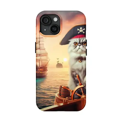 Persian Cat Pirate Ship Sunset Ocean