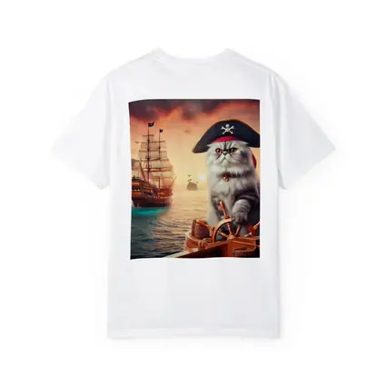 Persian Cat Pirate Ship Sunset Ocean