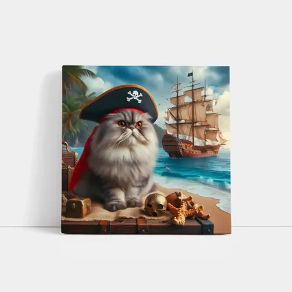 Persian Cat Pirate Hat Tropical Beach Ship
