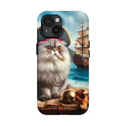 Persian Cat Pirate Hat Tropical Beach Ship