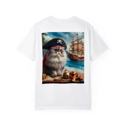 Persian Cat Pirate Hat Tropical Beach Ship