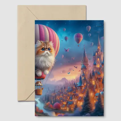 Persian Cat Hot Air Balloon Fantasy Castle