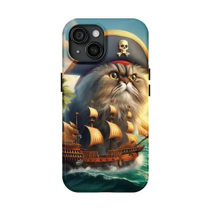 Persian Cat Pirate Captain Sailing Ocean Fantasy