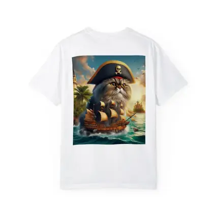 Persian Cat Pirate Captain Sailing Ocean Fantasy