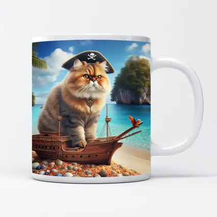Persian Cat Pirate Ship Tropical Beach