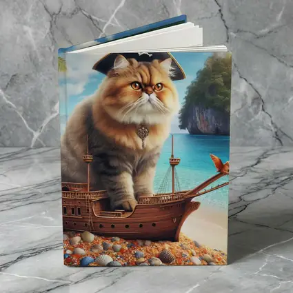 Persian Cat Pirate Ship Tropical Beach