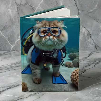 Exotic Shorthair Cat Scuba Diver Underwater Coral