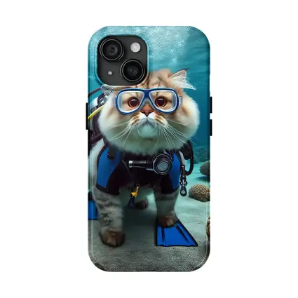 Exotic Shorthair Cat Scuba Diver Underwater Coral