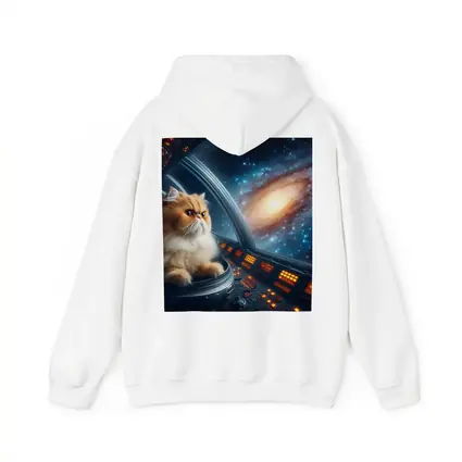 Persian Cat Piloting Spaceship Galaxy Background