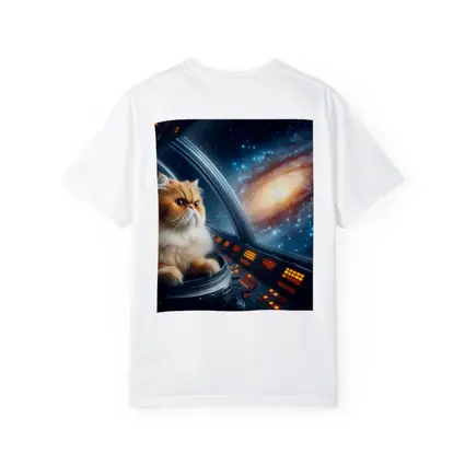 Persian Cat Piloting Spaceship Galaxy Background