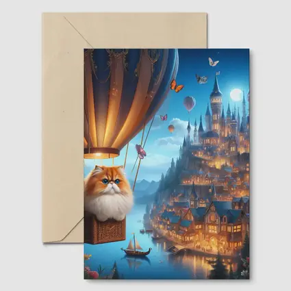 Persian Cat Hot Air Balloon Fantasy Castle