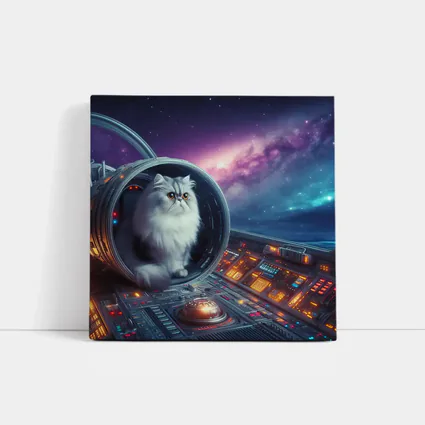 Persian Cat Inside Spaceship Cockpit Galaxy