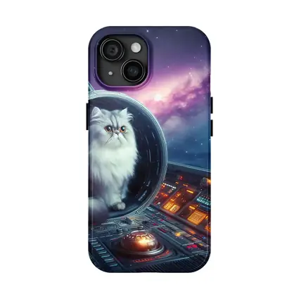 Persian Cat Inside Spaceship Cockpit Galaxy