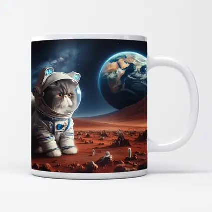 Exotic Shorthair Cat Astronaut on Mars