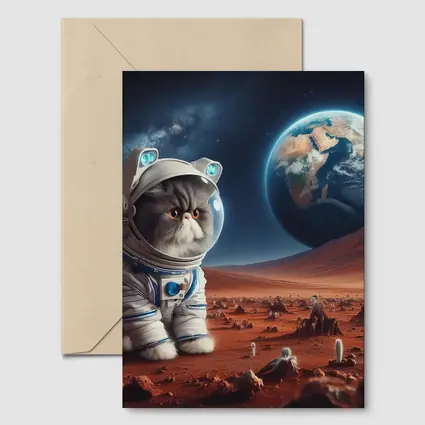 Exotic Shorthair Cat Astronaut on Mars