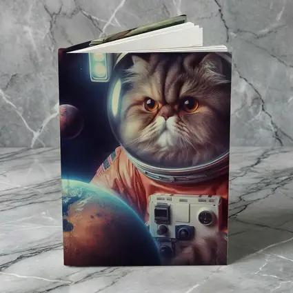 Persian Cat Astronaut Floating In Space