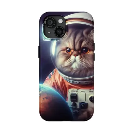 Persian Cat Astronaut Floating In Space