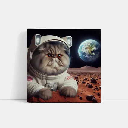 Persian Cat Astronaut On Mars Surface