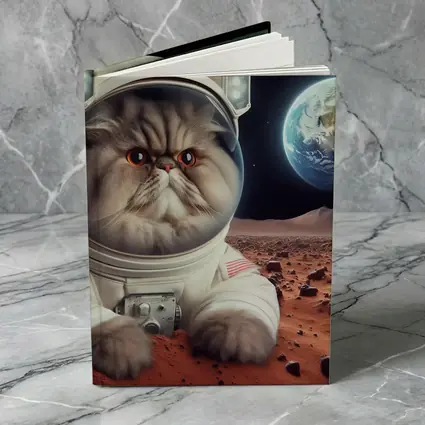 Persian Cat Astronaut On Mars Surface