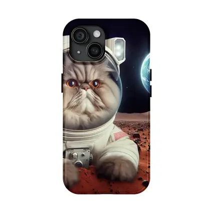 Persian Cat Astronaut On Mars Surface