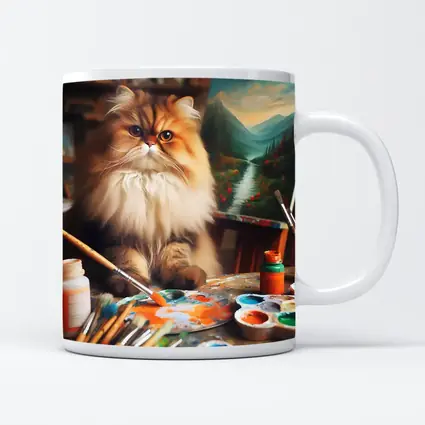 Persian Cat Artist Studio Painting Scene