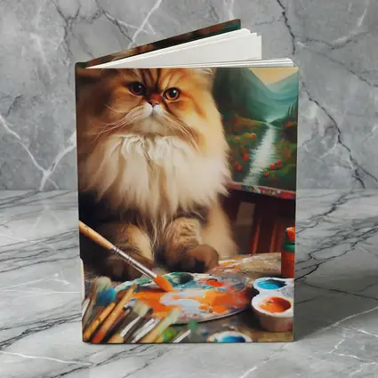 Persian Cat Artist Studio Painting Scene