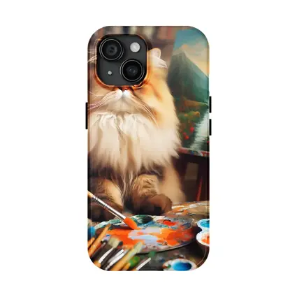 Persian Cat Artist Studio Painting Scene