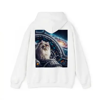 Persian Cat Piloting Spaceship Galaxy Background
