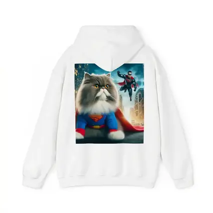 Persian Cat Superman Costume City Background