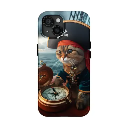 Pirate Cat With Compass On Ship