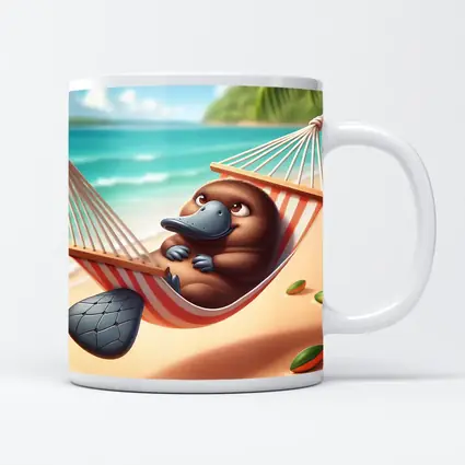Relaxed Platypus Lounging On Tropical Beach
