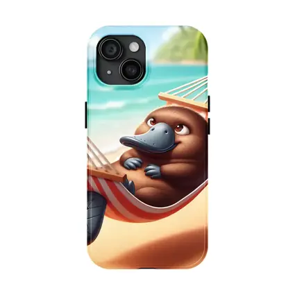 Relaxed Platypus Lounging On Tropical Beach