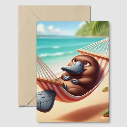 Relaxed Platypus Lounging On Tropical Beach