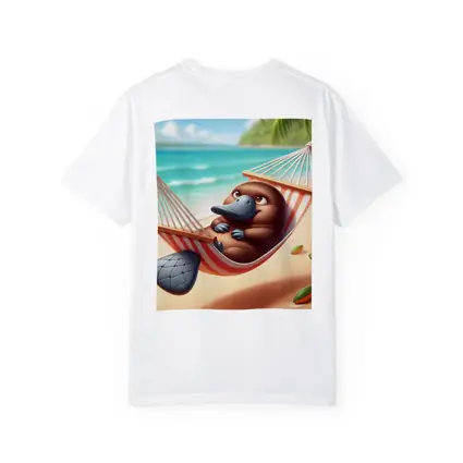 Relaxed Platypus Lounging On Tropical Beach