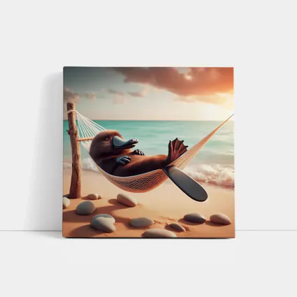 Platypus Relaxing In Hammock Beach Scene