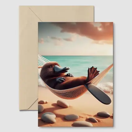 Platypus Relaxing In Hammock Beach Scene