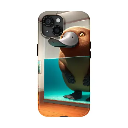 Giant Platypus in Museum Aquarium Cartoon Art