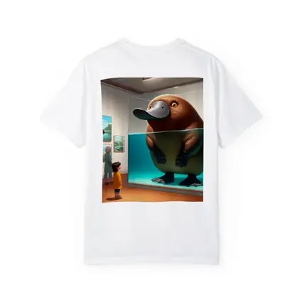 Giant Platypus in Museum Aquarium Cartoon Art