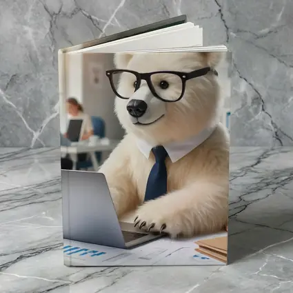 Polar Bear Office Worker Wearing Glasses Tie
