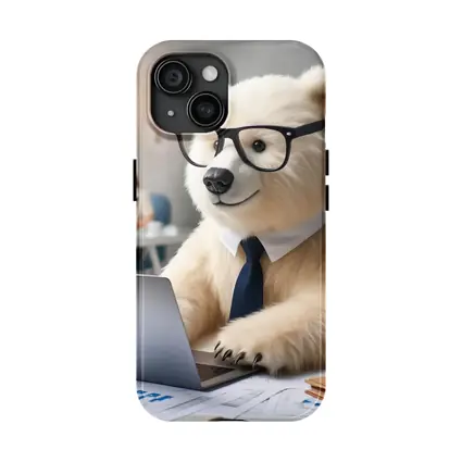 Polar Bear Office Worker Wearing Glasses Tie