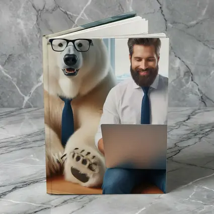 Polar Bear In Glasses Office Coworker Scene