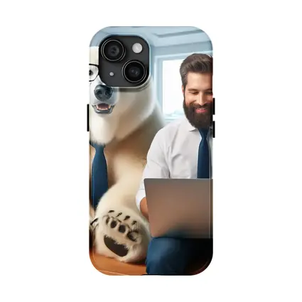 Polar Bear In Glasses Office Coworker Scene