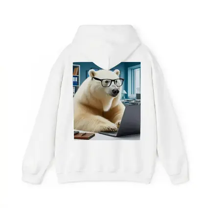 Polar Bear With Glasses Working Office Laptop
