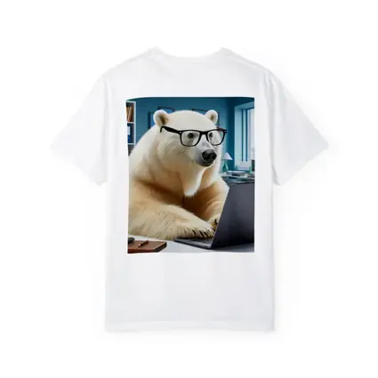 Polar Bear With Glasses Working Office Laptop