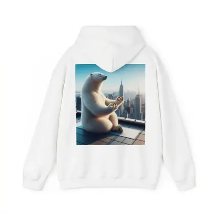 Polar Bear Meditating On City Rooftop