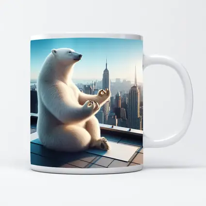 Polar Bear Meditating On City Rooftop