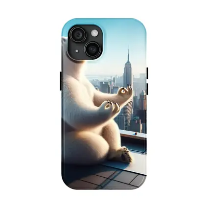 Polar Bear Meditating On City Rooftop