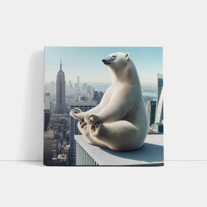 Polar Bear Meditating Over New York City