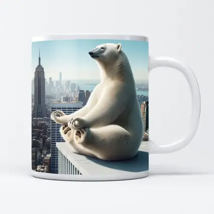 Polar Bear Meditating Over New York City