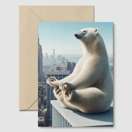 Polar Bear Meditating Over New York City